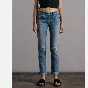 Rag & Bone Dre Low Rise Slim Boyfriend Jeans Size 25 Distressed Stretch Designer